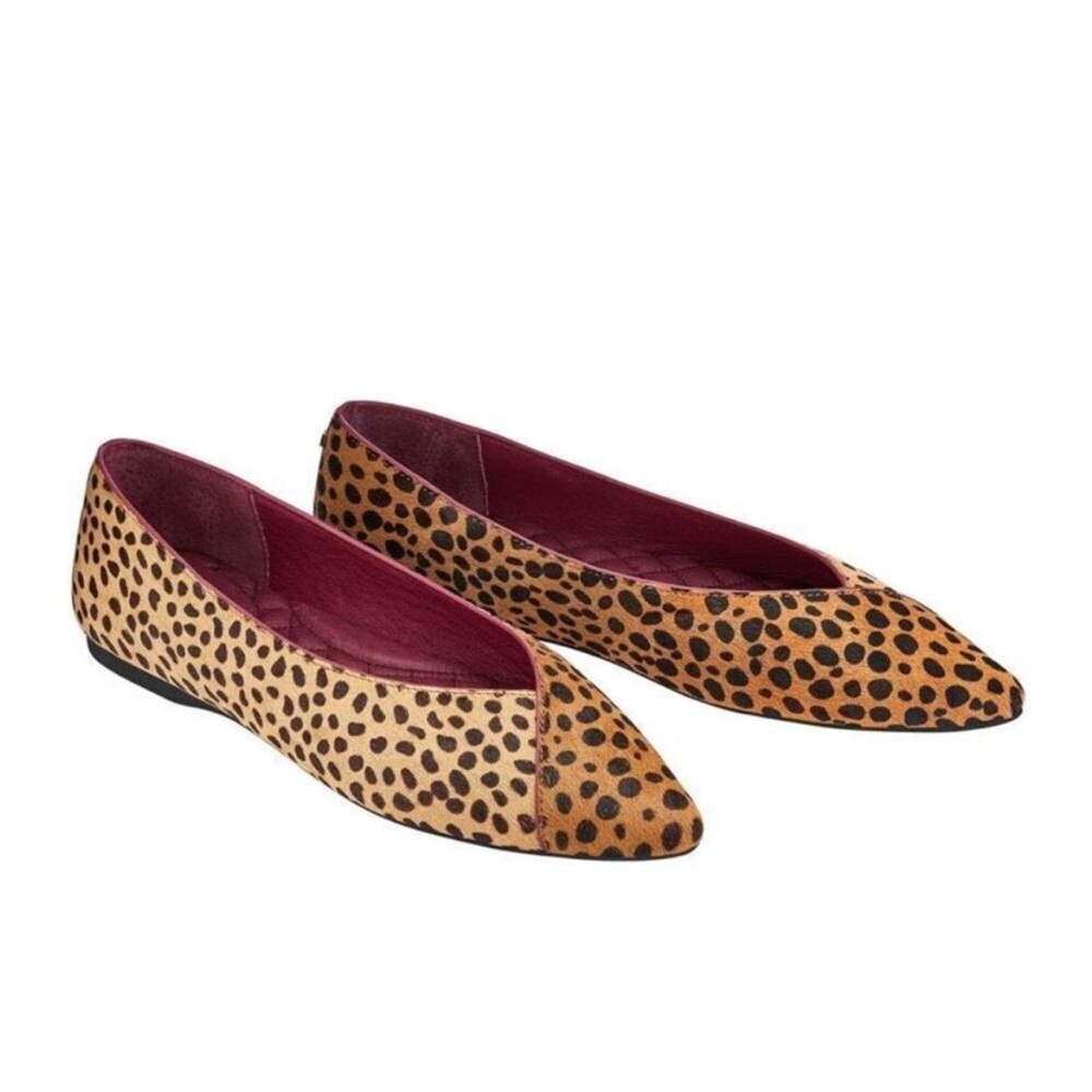 BIRDIES THE GOLDFINCH Mini Cheetah Tipped Calf Hair Sz 9.5